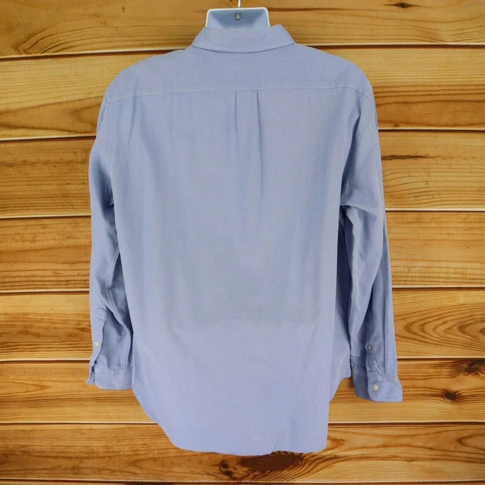 J. Crew Dress Shirt w/ Pocket Mens SizeL Blue 80's 100% 2-Ply Cotton Long Sleeve